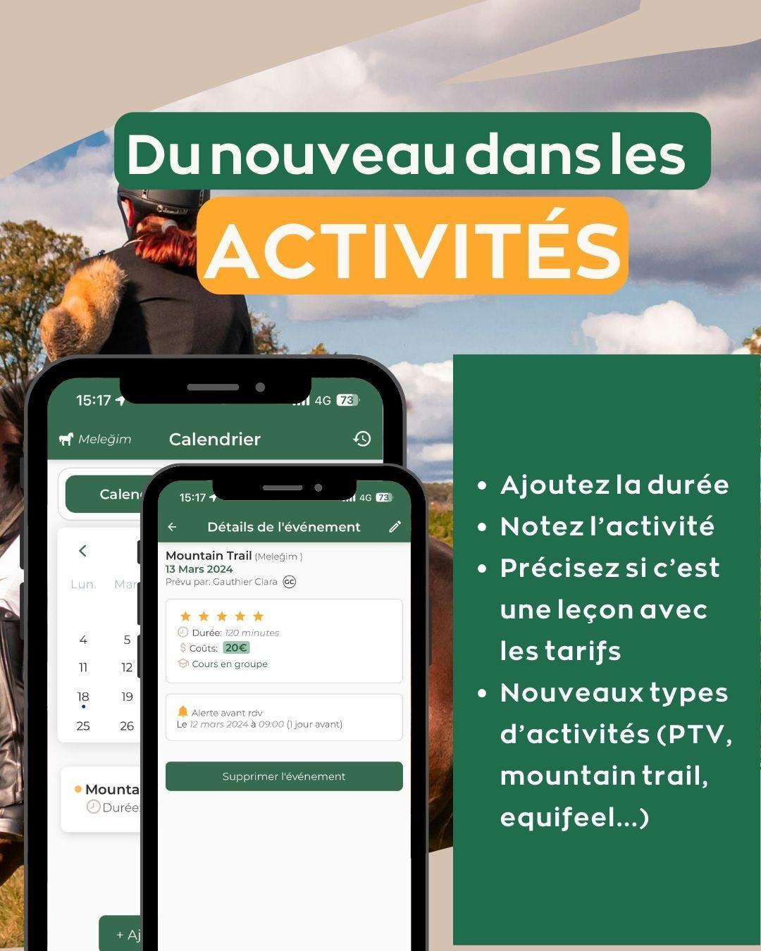 Suivez les entrainements de vos chevaux