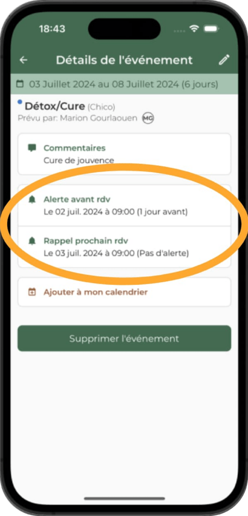 rappels médicaux chevaux application