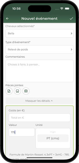 calcul poids cheval simple application